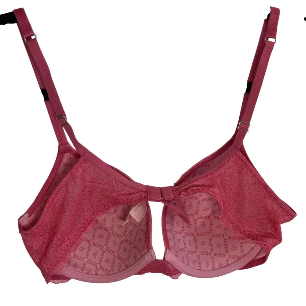 Victoria's Secret Biofit Bra 34C Pink Lace Full Coverage Underwire Fast Shipping